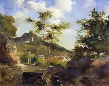 Camille Pissarro Painting - Pueblo al pie de una colina en las Antillas de Santo Tomás Camille Pissarro